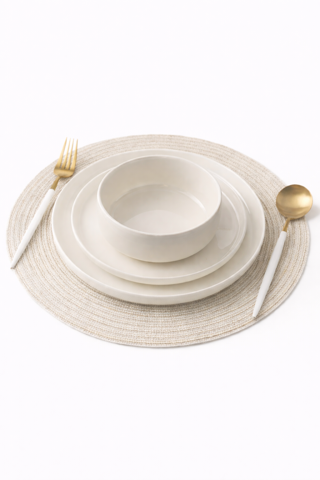 12- teiliges Geschirr Set in Cremeweiß